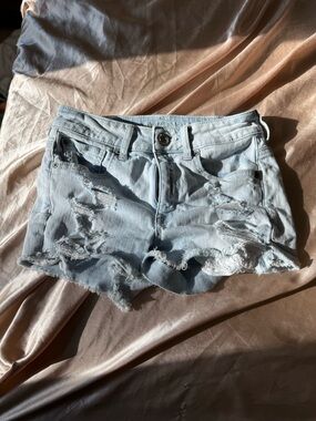 American Eagle Outfitters Light Wash Distressed Denim Shorts